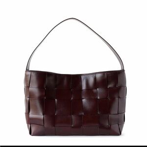Burgundy brown woven tote